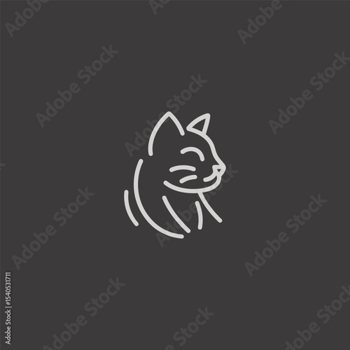 Cat logo in clean and minimalist line art design.