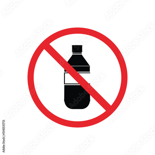 No bottles sign icon, Do not throw plastic. Protect the environment, Suitable for poster use and web icons