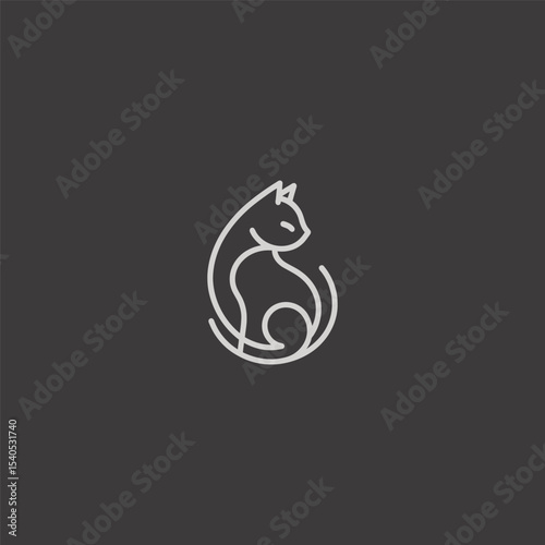 Cat logo in clean and minimalist line art design.