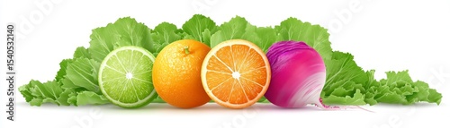 Vibrant health food chart illustration featuring fresh fruits and vegetables bright colors educational concept midjourney style