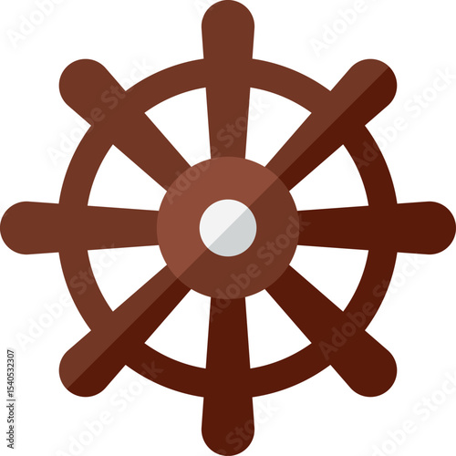 Brown ship wheel icon isolated on transparent background