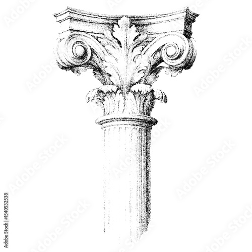 Classic antique marble capital with stippled effect