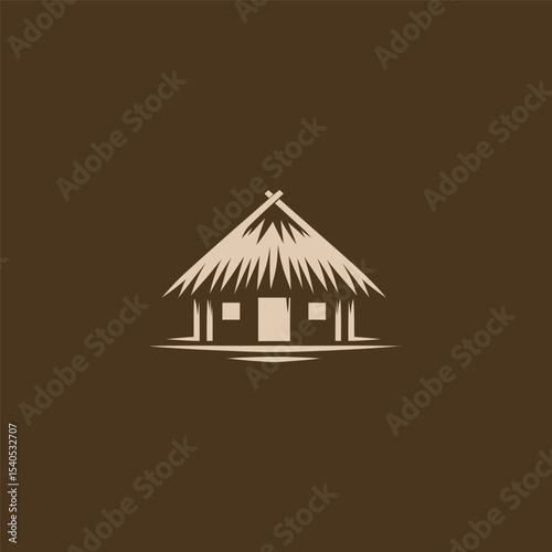 African village hut logo in simple and cultural design style.