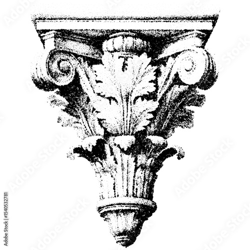 Classic antique marble capital with stippled effect