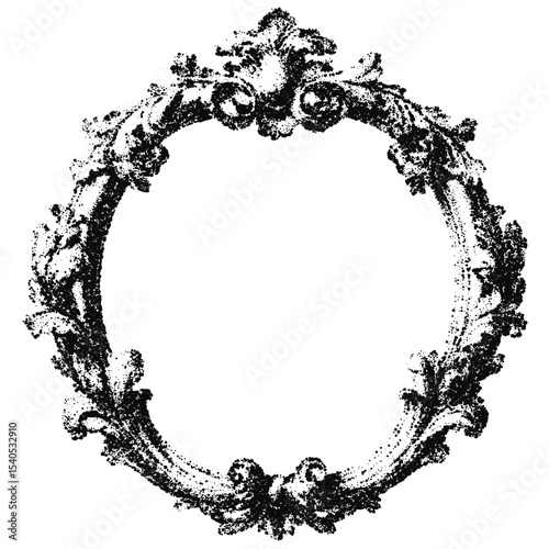 Antique floral ornament. Fine stippled effect. Vintage look.