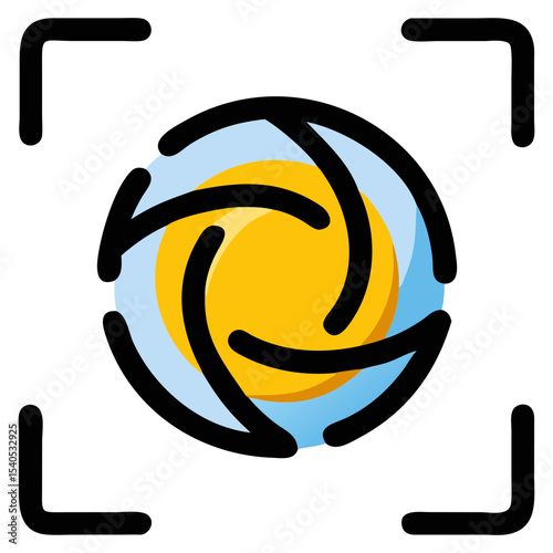 Doodle Style Camera Shutter Iris - Hand-Drawn Overlapping Lens Diaphragm Vector Illustration