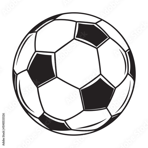 Classic Black and White Soccer Ball High-Resolution Vector Graphic with Transparent Background