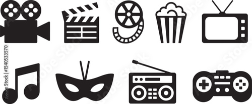 Ten Black Silhouettes Entertainment Icons Film Music Theater