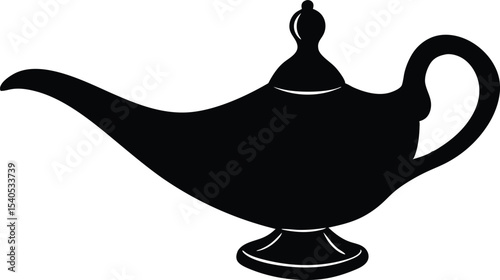 Aladdin lamp silhouette vector illustration