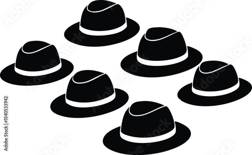 fedora hats silhouette vector