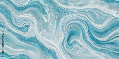 Abstract blue and white water ocean wave and curved line background. Blue wave with liquid fluid ocean texture. Ocean wave banner background