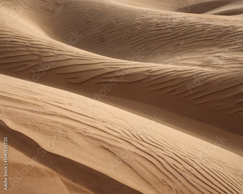 Waves of golden sand capture the tranquil essence of a sunlit desert at midday