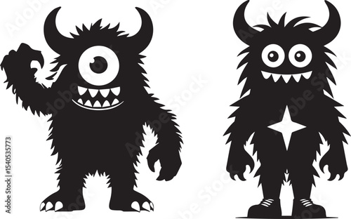 Halloween Monster mascot silhouette vector