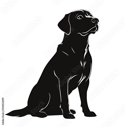 Black Labrador Retriever silhouette sitting gracefully, showcasing loyalty and strength.