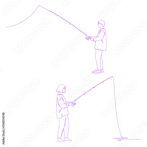 person fishing lineart illustration
