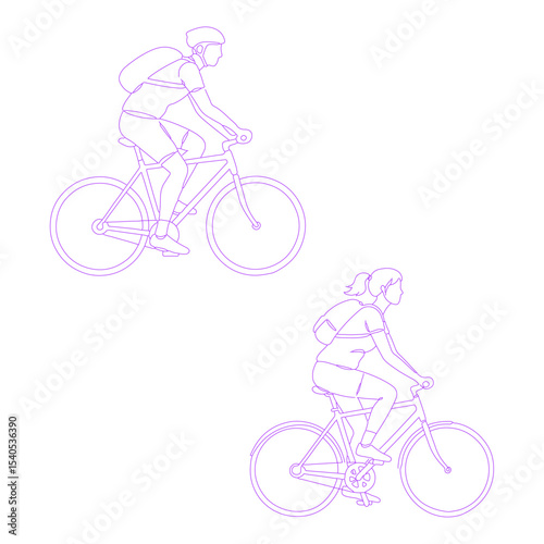 person riding a bicycle lineart illustration