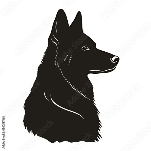 Profile silhouette of a majestic black dog, showcasing its noble features.