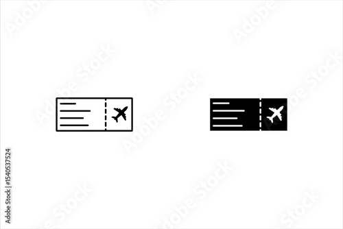 Airplane Ticket icon set. fair air plane travel booking ticket for tourist sign aviation through airplane ticket reservation of seat in vip first class economy symbolflight ticket voucher coupon logo 