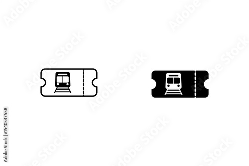 train ticket icon set. train ticket with a train symbol. representing air travel
