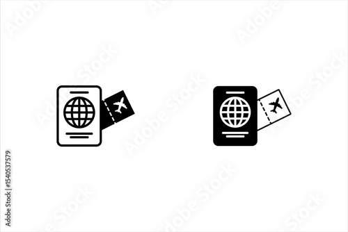 air travel line icon. flight ticket and passport. journey and vacation symbol. isolated vector image for tourism design