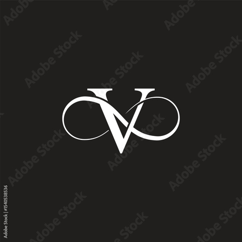letter v flat infinity curves smooth symbol vector