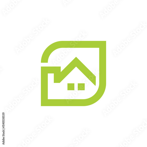 leaf home shape resident simple geometric logo vector