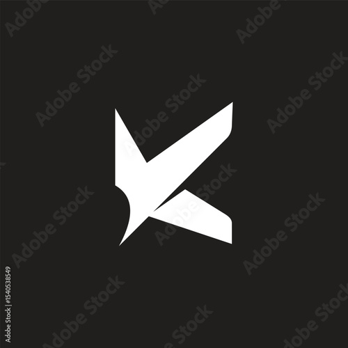letter vk simple paper fold flat simple logo vector