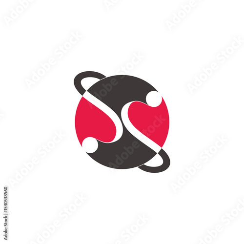 letter ss simple circles dots abstract colorful logo vector