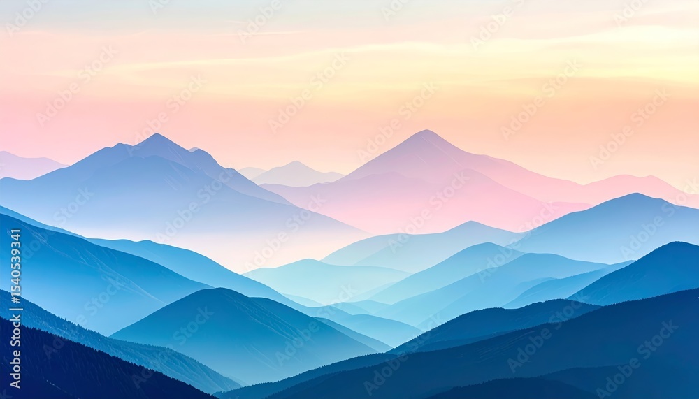 Obraz premium Dreamy Pastel Mountain Landscape Ethereal Haze and Soft Hues