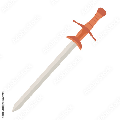 Zweihander longsword. Medieval-style double-edged blade. Flat style hand drawn vector illustration