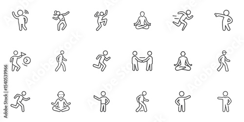 Full body people icon set for -- Dynamic Human Figure Icon Set for Motion Graphics, Fitness Applications, Activity Illustrations, UX Design and Educational Materials