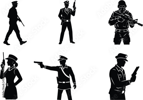 Collection of Soldiers in Different Action Silhouettes