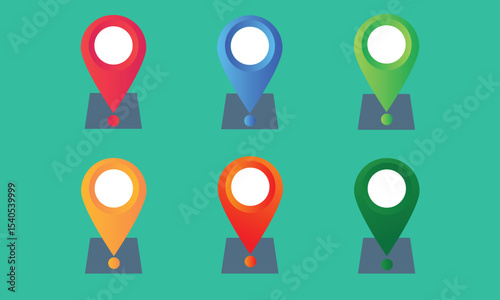 a collection of map or place location icons with beautiful gradient colors