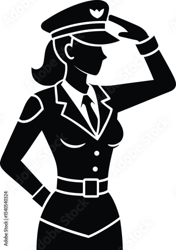 Side Profile of Female Cadet Saluting in Uniform