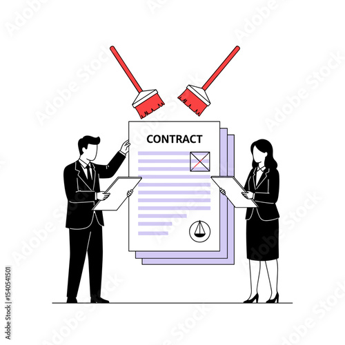 Contractual Dispute: A scene of legal professionals in a tense exchange, navigating the complexities of contract negotiations and the potential for disputes.