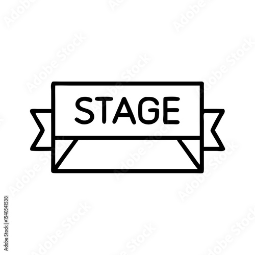 Stage label design in minimalist black outline style  