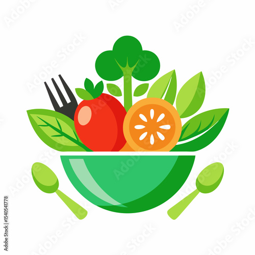 Healthy salad bowl with fresh fruits and vegetables