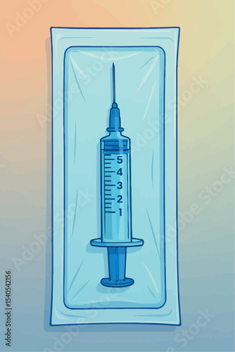 Sterile Syringe in Packaging Medical Equipment Illustration