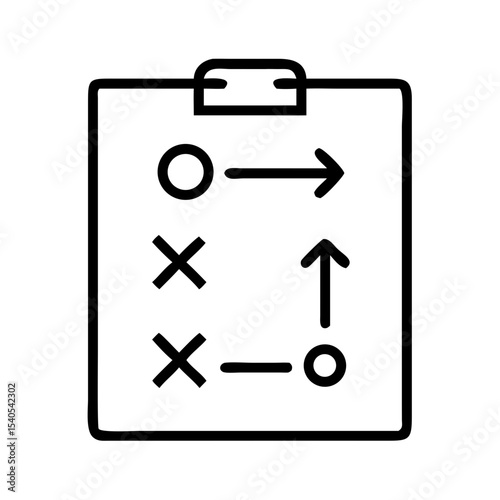 Strategy plan with arrows and crosses on clipboard illustration  