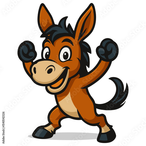 Cartoon donkey stands cute donkey mascot illustrations