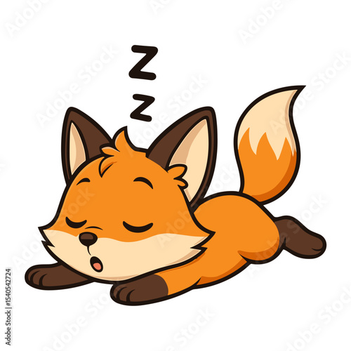 Cartoon fox sleeping mascot illustrations