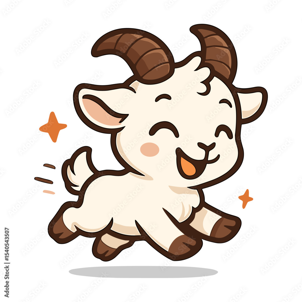 Fototapeta premium goat cartoon jumping goat smiling illustrations