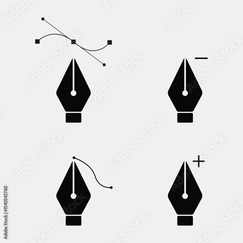 set-of-pen-tool-symbol-isolated-fountain-pen-icon