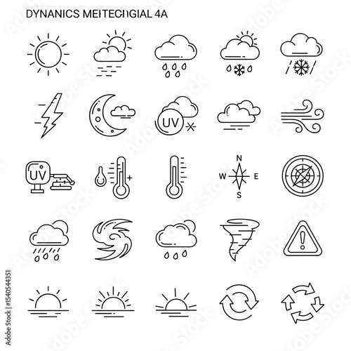 Weather Icons and Meteorological Elements: A graphic display of weather icons, meteorological elements, and environmental conditions.