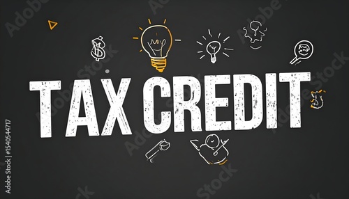 Tax Credit Chalkboard Concept.