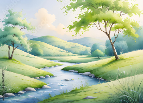 landscape with trees and water