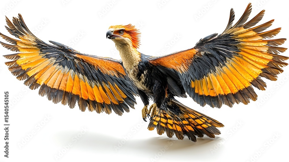 Fototapeta premium Prehistoric bird like creature with majestic spread wings