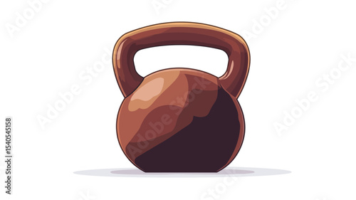 A stylized illustration of a brown kettlebell against a white background. The kettlebell is depicted in a slightly low-polygonal style with shading to suggest a metallic or cast iron texture.