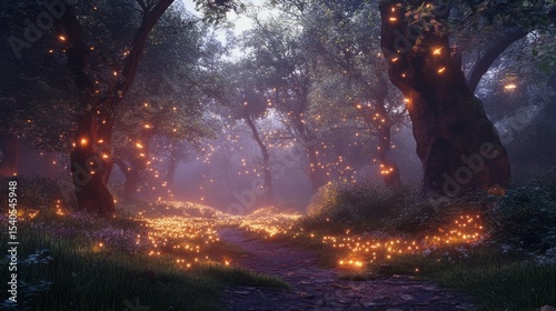 Enchanted Forest Path: A Mystical Night