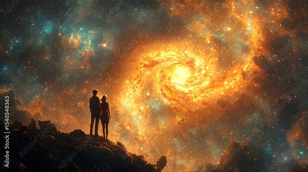 Fototapeta Cosmic Embrace A Celestial Love Story